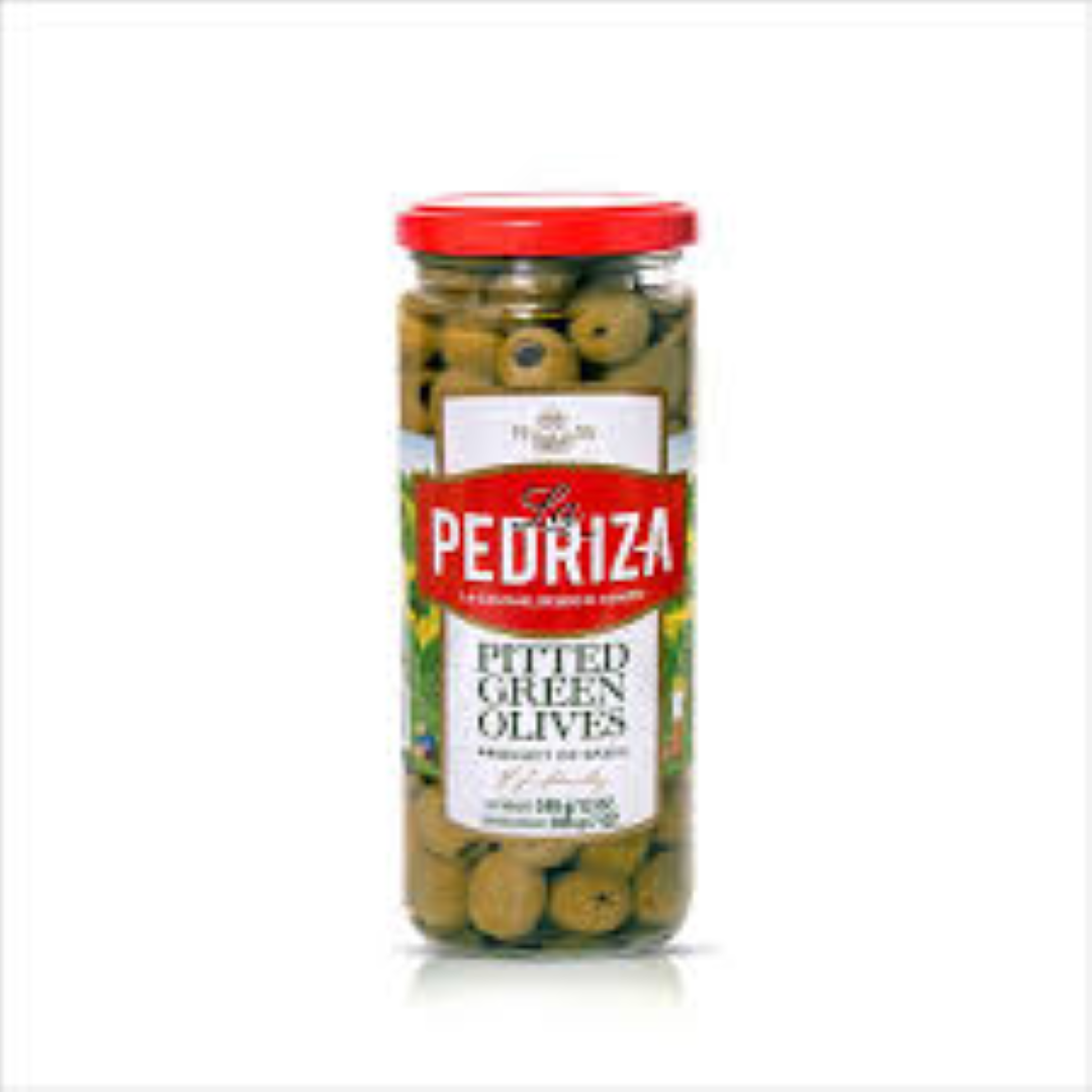 LA PEDRIZA GREEN PITTED OLIVES 340G